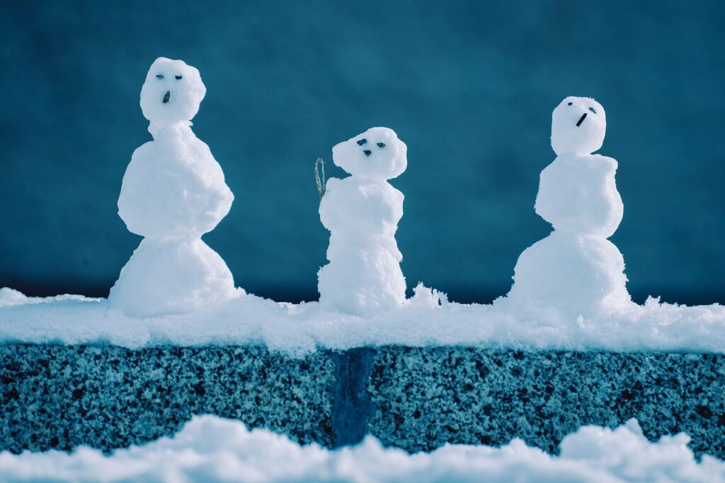 snowman, winter, snow